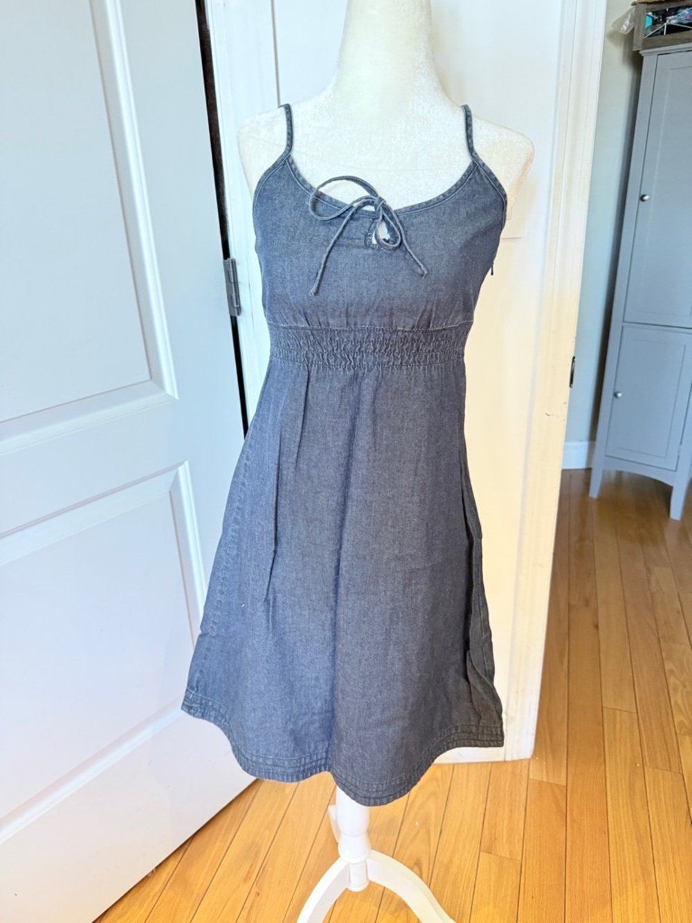 Esprit dark blue denim Dress with Tie Front